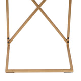 Rustic Glam Handcrafted Acacia Wood C-Shaped Side Tables, Set of 2, Dark Brown and Gold - NH124413