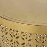 Boho Lace Cut Iron Side Table, Gold Brushed Brown - NH829413
