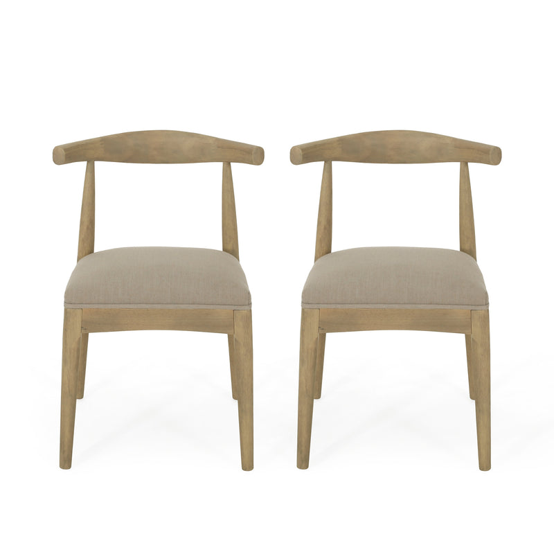 Covey Mid Century Modern Fabric Upholstered Wood Dining Chairs, Set of 2