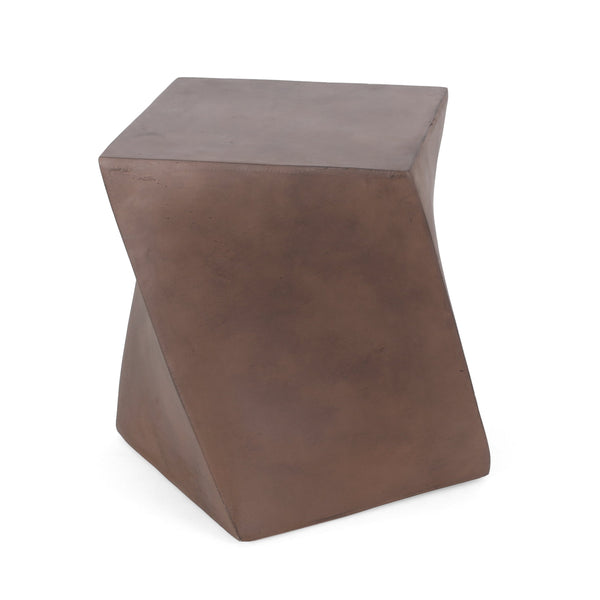 Pecor Outdoor Lightweight Concrete Side Table, Brown