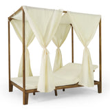 Outdoor 2 Seater Adjustable Acacia Wood Daybed with Curtains - NH265413