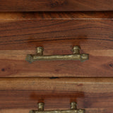 Handcrafted Boho Acacia Wood 3 Drawer Nightstand - NH589313