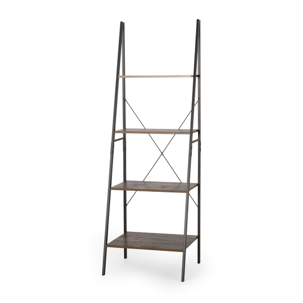 Modern Industrial 4 Shelf Etagere Ladder Bookcase - NH450413