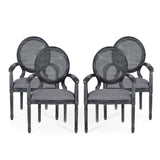 French Country Wood and Cane Upholstered Dining Chair - NH651513
