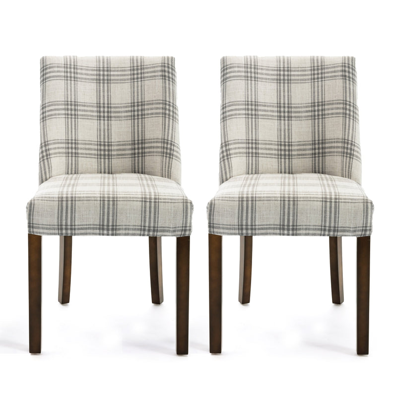 Contemporary Upholstered Plaid Dining Chairs, Set of 2 - NH235513