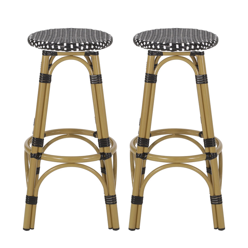 Dohney Outdoor French Aluminum 29.5 Inch Barstools, Set of 2