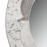 Handcrafted Boho Studded Leather Round Wall Mirror - NH490413