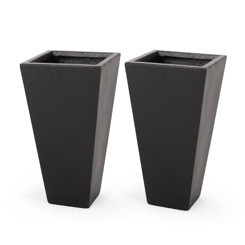 Outdoor Modern Cast Stone Planters (Set of 2) - NH147413