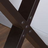 Farmhouse Teak Finish Acacia Wood Desk with Black X-Frame Legs - NH076692