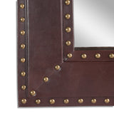 Handcrafted Boho Studded Leather Square Wall Mirror - NH290413