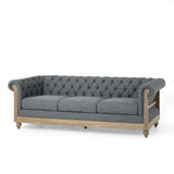 Chesterfield Tufted 3 Seater Sofa with Nailhead Trim - NH559413