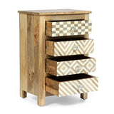 Handcrafted Boho 4 Drawer Mango Wood Nightstand - NH807313