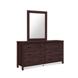 Contemporary 6 Drawer Vanity Dresser with Rectangular Mirror - NH319413