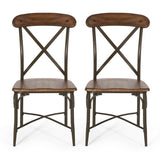 Farmhouse Crossback Dining Chairs, Set of 2, Dark Brown and Espresso - NH495413