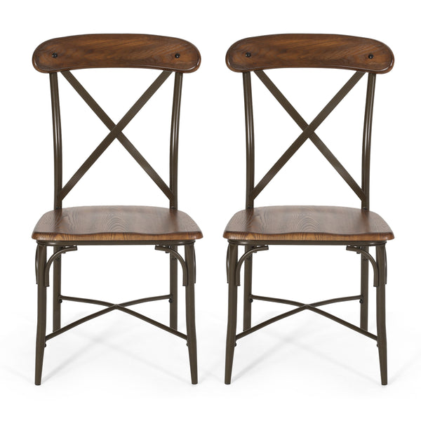 Farmhouse Crossback Dining Chairs, Set of 2, Dark Brown and Espresso - NH495413