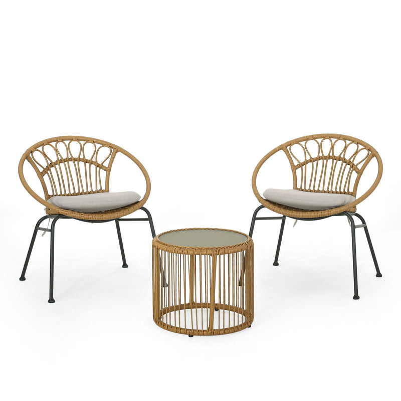 Outdoor 3 Piece Wicker Chat Set - NH796313
