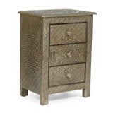 Handcrafted Boho 3 Drawer Nightstand - NH709313