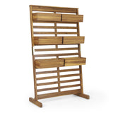 Outdoor Customizable Acacia Wood Plant Stand, Teak - NH673413