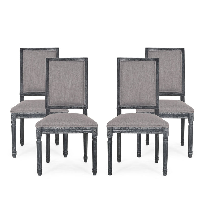 French Country Wood Upholstered Dining Chair, Set of 4 - NH355513