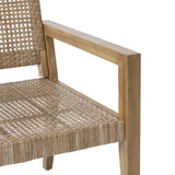 Elmcrest Outdoor Wicker and Acacia Wood 4 Seater Chat Set, Light Multibrown and Light Brown