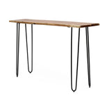 Handcrafted Modern Industrial Acacia Wood Console Table with Hairpin Legs - NH016313