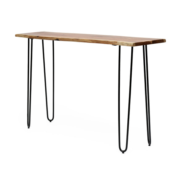 Handcrafted Modern Industrial Acacia Wood Console Table with Hairpin Legs - NH016313