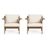 Outdoor Acacia Wood Club Chairs with Cushions (Set 2) - NH079313