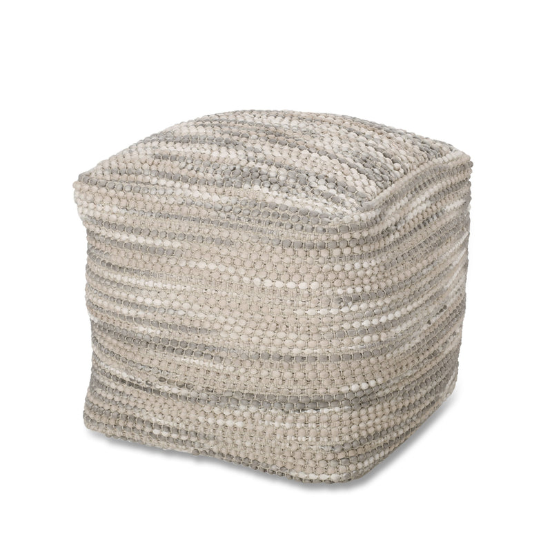 Handcrafted Boho Fabric Cube Pouf - NH469313