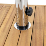 Outdoor 49lb Acacia Wood Square Umbrella Base with Stainless Steel Tube, Teak - NH246413