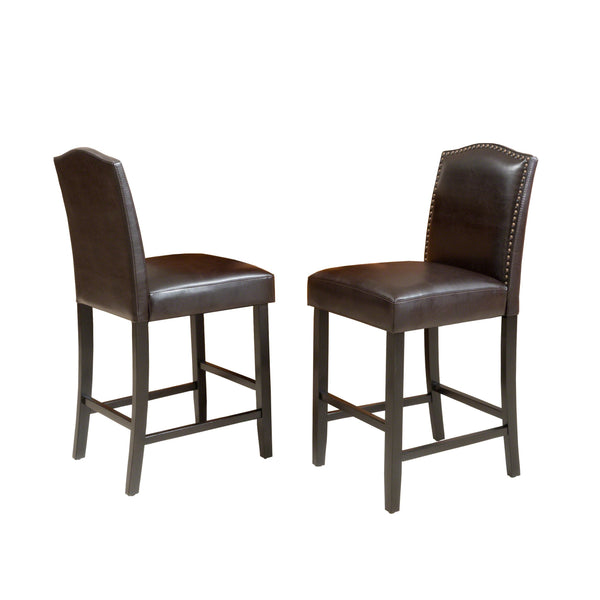 Brown Leather Counter Stools, Set of 2 - NH338203