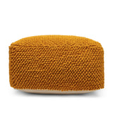 Boho Handcrafted Tufted Fabric Square Pouf - NH802513