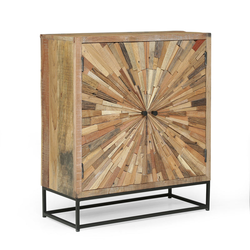 Handcrafted Boho Wooden 2 Door Cabinet - NH923313