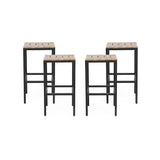 Outdoor Modern Industrial Acacia Wood Bar Stools (Set of 4) - NH402313