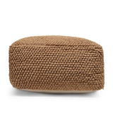 Boho Handcrafted Tufted Fabric Square Pouf - NH802513