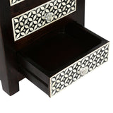 Handcrafted Boho 3 Drawer Mango Wood Nightstand - NH898313