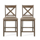 Farmhouse Upholstered Wood Counter Stools, Set of 2 - NH607413